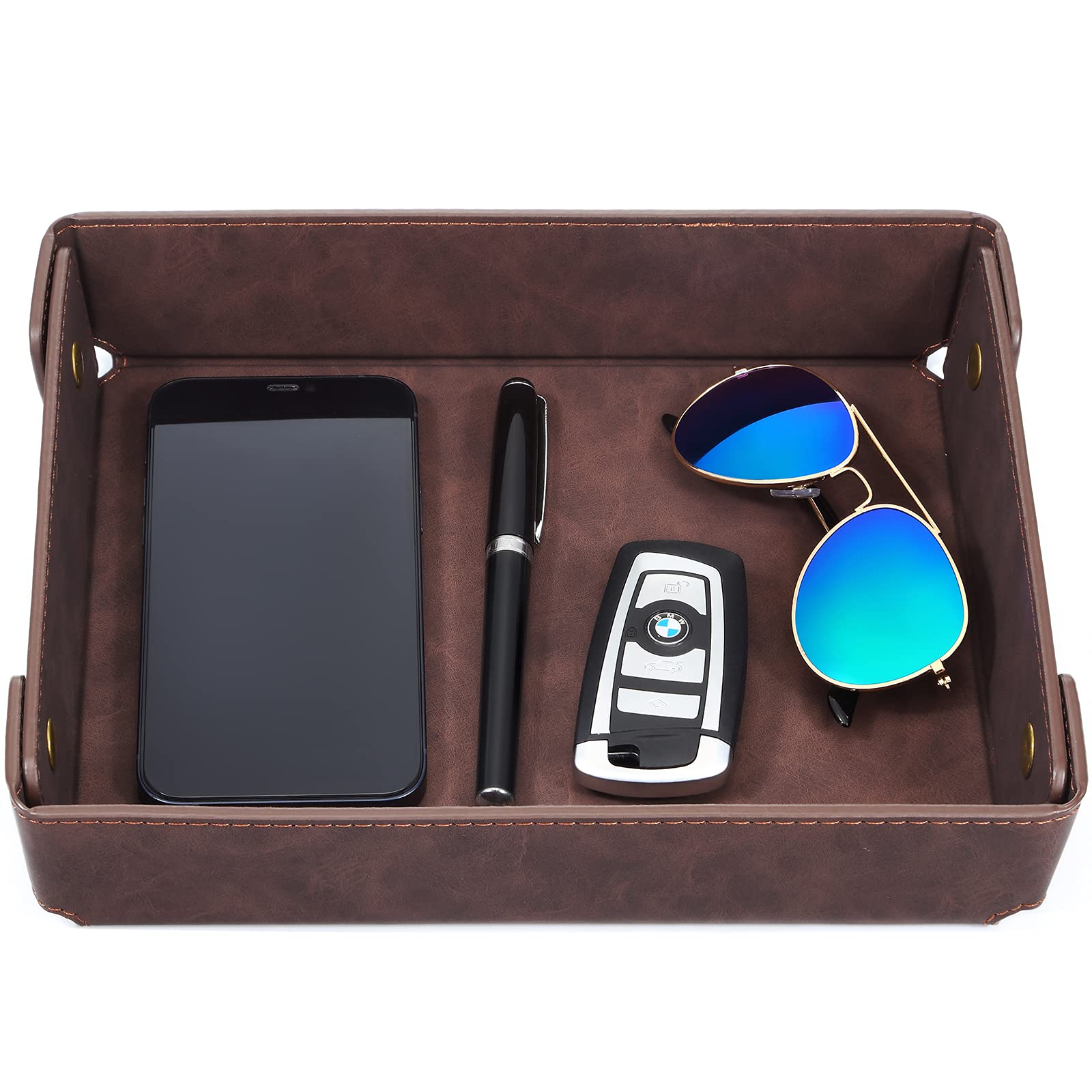 ZORBES® Faux Leather Valet Tray Organizer for Men - Catch-All Tray for Entryway Table Key, Wallet, Watch, Coin Change ZORBES® Faux Leather Valet Tray Organizer for Men - Catch-All Tray for Entryway Table Key, Wallet, Watch, Coin Change